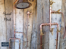 Load image into Gallery viewer, Copper Rainfall Shower With Outside Tap, Down Pipes And Hand Sprayer
