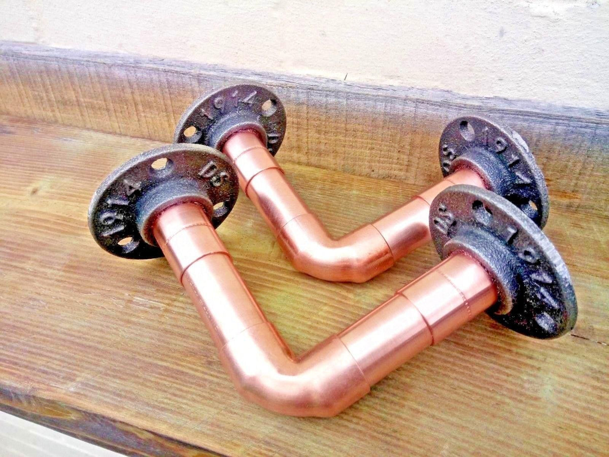 Copper Pipe Shelf Brackets Pair Miss Artisan Ltd