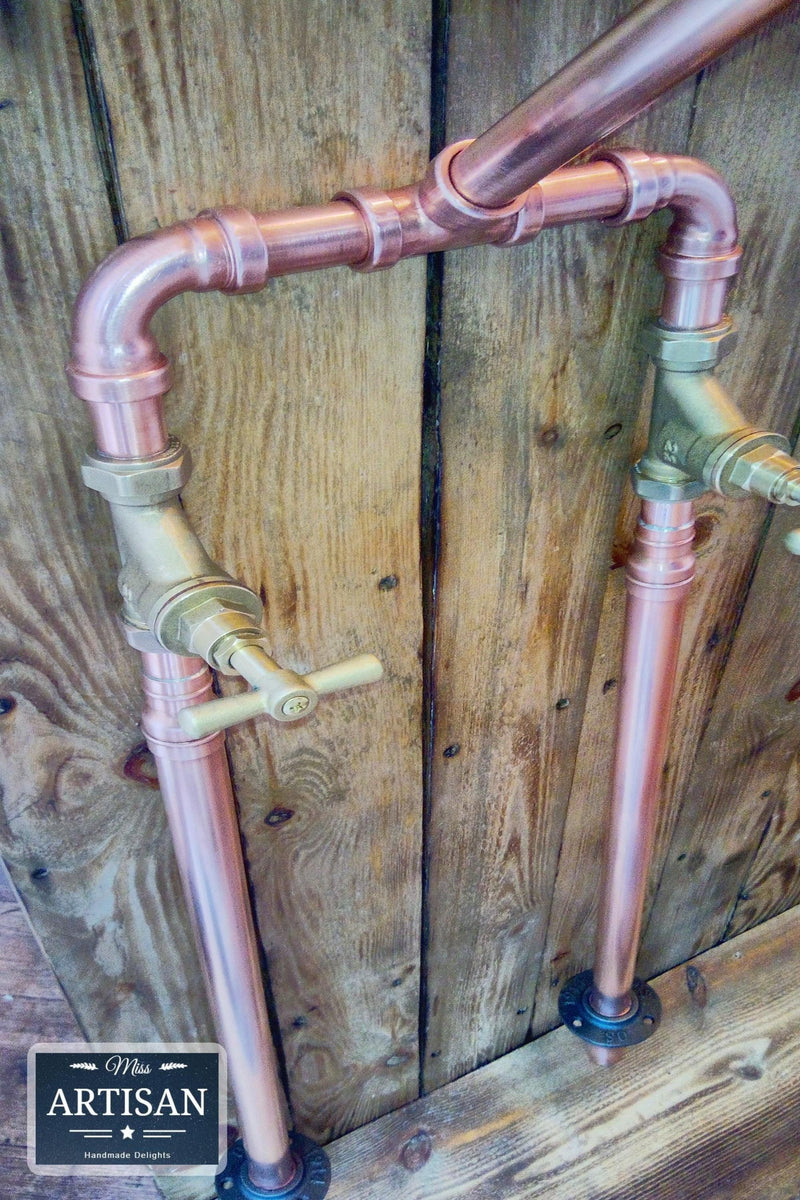 Freestanding Copper Pipe Bath Taps Rustic Industrial Freestanding