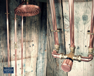 Thermostatic Copper Rainfall Shower With Ceiling Pipes