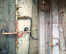 Load image into Gallery viewer, Thermostatic Copper Rainfall Shower With Hand Sprayer And Lower Tap
