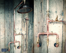 Load image into Gallery viewer, Copper Rainfall Shower With Lower Tap And Hand Sprayer - Wall Mounted