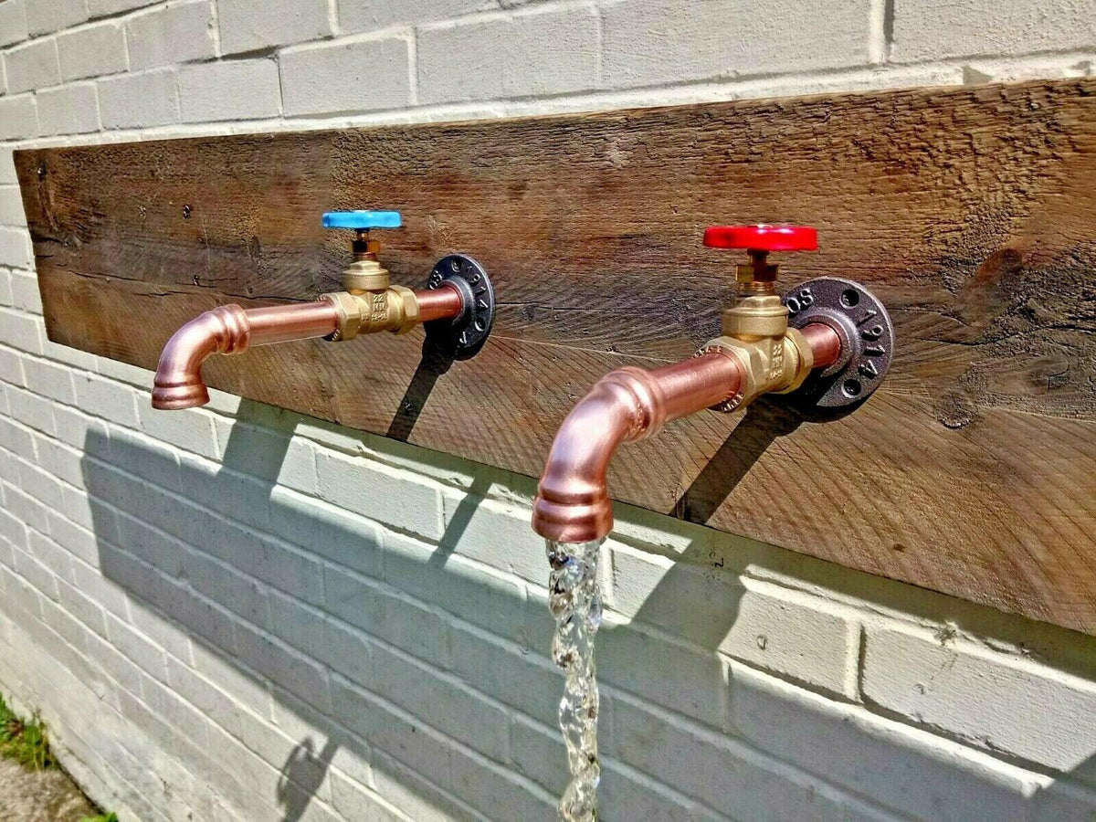 Pair Of Copper Pipe Wall Mounted Faucet Taps Miss Artisan Ltd