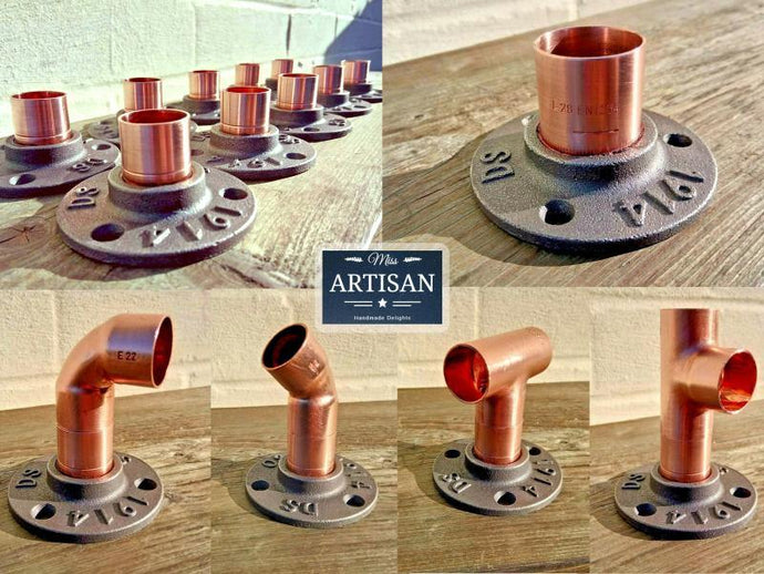 NEW 15mm, 22mm And 28mm Copper Iron Wall / Floor Flanges For Custom Pipe Furniture
