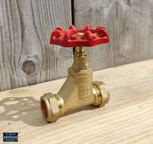 Laden Sie das Bild in den Galerie-Viewer, 22mm Stopcock Valve With Oversized Red Wheel Handle
