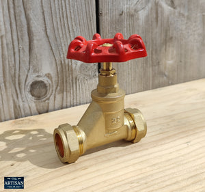 22mm Stopcock Valve With Oversized Red Wheel Handle