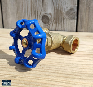 22mm Stopcock Valve With Oversized Blue Wheel Handle