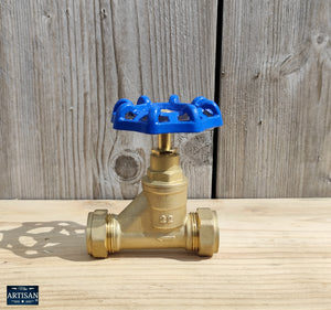 22mm Stopcock Valve With Oversized Blue Wheel Handle