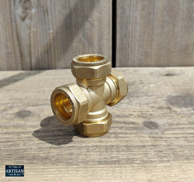 22mm 4 Way Brass Compression Cross Tee Fitting