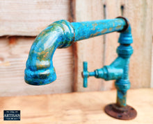 Load image into Gallery viewer, 1 x Verdigris Copper Pipe Swivel Faucet Tap