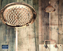 Load image into Gallery viewer, Copper Rainfall Shower Red And Blue Handles