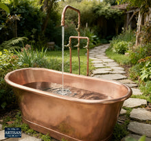 Load image into Gallery viewer, Freestanding Copper Pipe Mixer Tap With Hand Sprayer