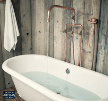 Load image into Gallery viewer, Freestanding Copper Pipe Mixer Tap With Hand Sprayer