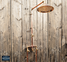 Load image into Gallery viewer, Copper And Brass Shower With Lower Tap And Down Pipes