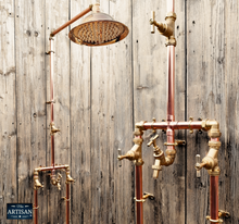 Load image into Gallery viewer, Copper And Brass Shower With Lower Tap And Down Pipes