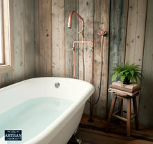 Load image into Gallery viewer, Freestanding Copper Pipe Mixer Tap With Hand Sprayer