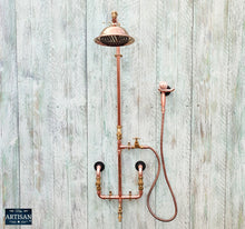 Charger l&#39;image dans la galerie, Copper Rainfall Shower With Hand Sprayer And Lower Tap Faucet
