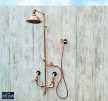 Laden Sie das Bild in den Galerie-Viewer, Copper Rainfall Shower With Hand Sprayer And Lower Tap Faucet
