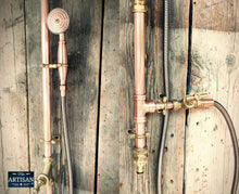 Load image into Gallery viewer, Copper Hosepipe Shower With Hand Sprayer