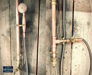 Copper Hosepipe Shower With Hand Sprayer