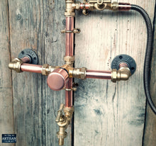 Load image into Gallery viewer, Thermostatic Copper Rainfall Shower With Hand Sprayer And Lower Tap