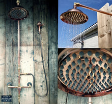 Load image into Gallery viewer, Thermostatic Copper Rainfall Shower With Hand Sprayer And Lower Tap