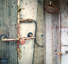 Load image into Gallery viewer, Thermostatic Copper Rainfall Shower With Hand Sprayer And Lower Tap