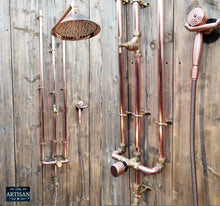 Load image into Gallery viewer, Thermostatic Copper Shower With Ceiling Pipes And Hand Sprayer