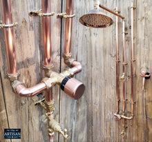 Load image into Gallery viewer, Thermostatic Copper Shower With Ceiling Pipes And Hand Sprayer