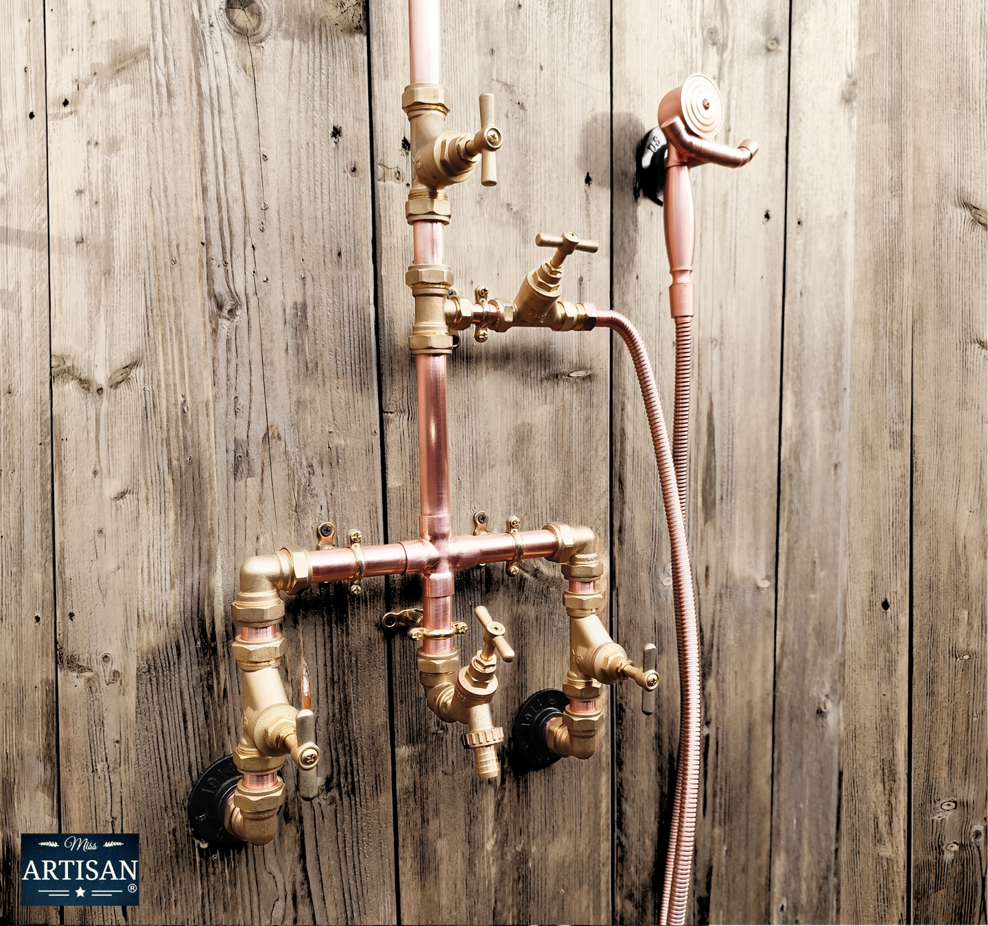 Copper And Brass Shower With Lower Tap And Hand Sprayer