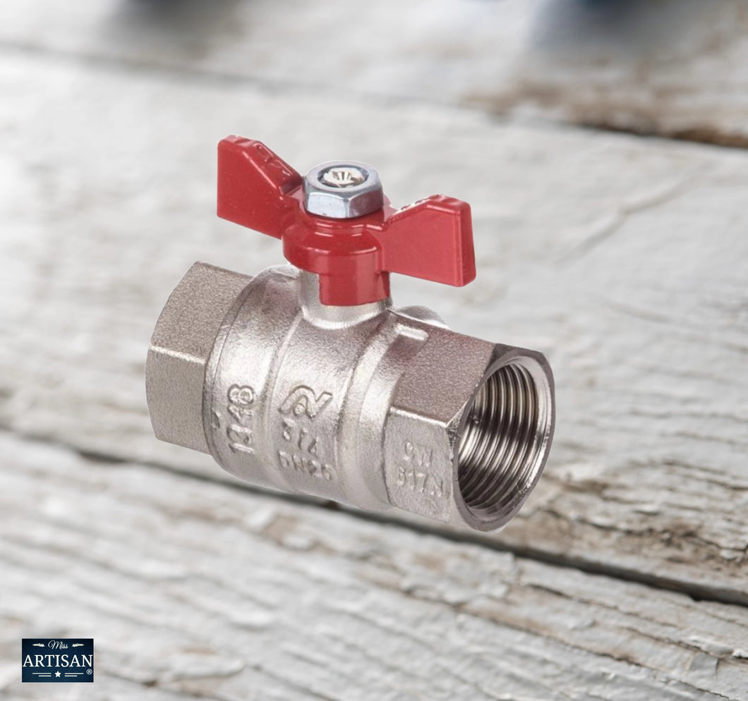 1/2 - 3/4 Inch Red Butterfly Ball Valves