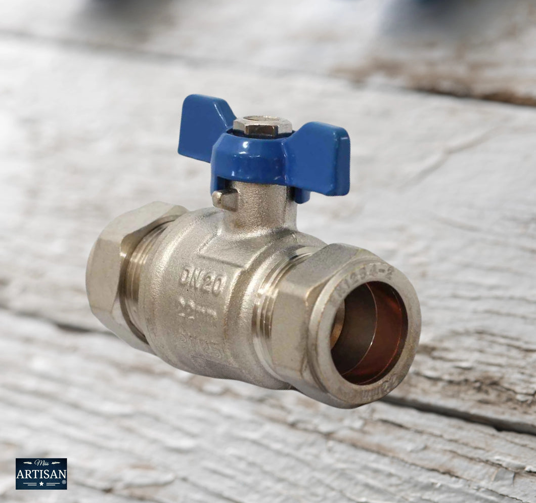 22mm / 15mm Blue Butterfly Ball Valves