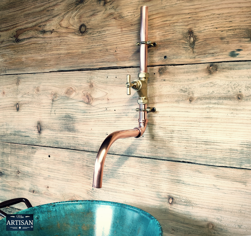 Single Copper Faucet Tap Wall Mounted - Swivel Spout