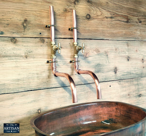 Pair Of Copper Faucet Taps Wall Mounted - Swivel Spout