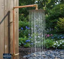 Load image into Gallery viewer, Space Saving Flat Copper Shower Head 8 Inch