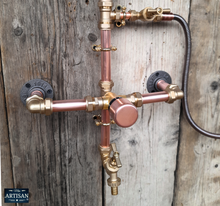 Load image into Gallery viewer, Thermostatic Copper Rainfall Shower With Hand Sprayer And Lower Tap