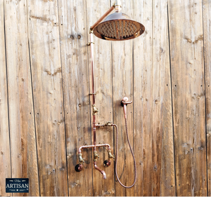 Copper Shower With Lower Swivel Faucet And Hand Sprayer