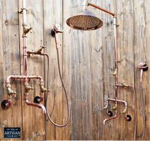 Load image into Gallery viewer, Copper Shower With Lower Swivel Faucet And Hand Sprayer