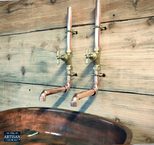 Load image into Gallery viewer, Pair Of Copper Wall Mounted Faucet Taps - Swivel Spout