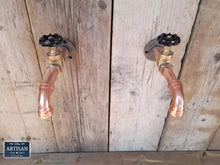 Load image into Gallery viewer, Outdoor / Indoor Pair Of Copper Pipe Wall Mounted Faucet Taps - Miss Artisan