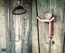 Charger l&#39;image dans la galerie, Copper Rainfall Shower With Ceiling Pipes And Hand Sprayer