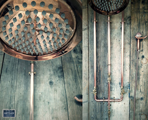 Copper Rainfall Shower With Ceiling Pipes And Hand Sprayer