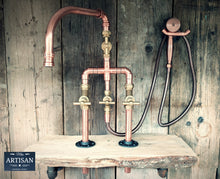 Load image into Gallery viewer, Copper Mixer Swivel Tap With Hand Sprayer