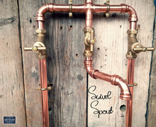 Load image into Gallery viewer, Copper Rainfall Shower With Lower Faucet, Down Pipes And Hand Sprayer