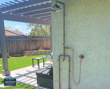 Charger l&#39;image dans la galerie, Copper Rainfall Shower With Outside Tap, Down Pipes And Hand Sprayer