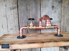 Laden Sie das Bild in den Galerie-Viewer, Outdoor / Indoor Copper Pipe Swivel Mixer Faucet Taps - Black Handles - Miss Artisan