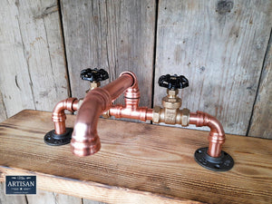Outdoor / Indoor Copper Pipe Swivel Mixer Faucet Taps - Black Handles - Miss Artisan