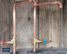 Load image into Gallery viewer, Pair Of Copper Pipe Swivel Faucet Taps