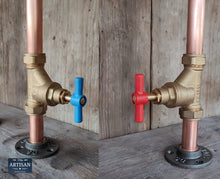 Load image into Gallery viewer, Pair Of Copper Pipe Swivel Faucet Taps