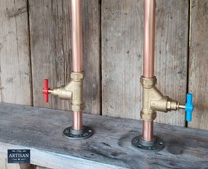 Pair Of Copper Pipe Swivel Faucet Taps